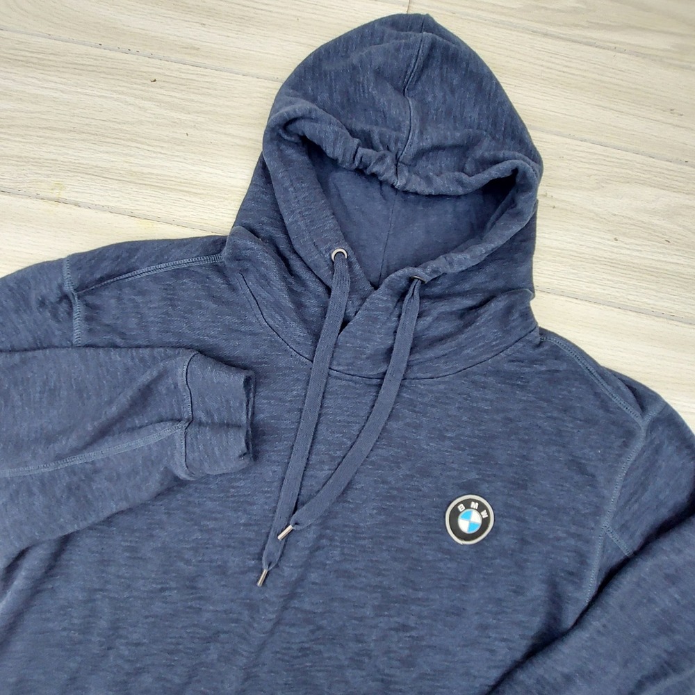 Ouray BMW Hoodie Mens Medium Blue Heathered Pullover Motorsports Racing Comfort